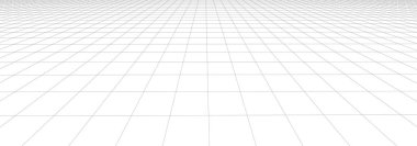 Vektör perspektifi örgüsü. Beyaz arka planda ayrıntılı çizgiler. 3d .