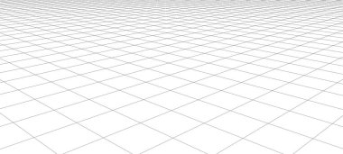Vektör perspektifi örgüsü. Beyaz arka planda ayrıntılı çizgiler. 3d .