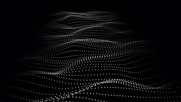 Δυναμικό Κύμα Ένα Αφηρημένο Σκοτεινό Φόντο Φουτουριστική Εικόνα Κουκκίδων Διανυσματική — Διανυσματικό Αρχείο