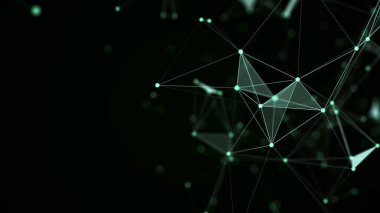 Uzayda çizgi ve noktaların dağılımı. Veri ağı bağlantısının dijital arkaplanı. Üç Boyut .