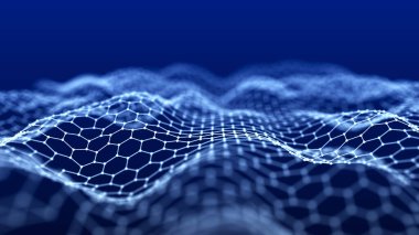 Gelecekçi çokgen ağ. Soyut teknoloji geçmişi. Büyük veri görselleştirmesi. Üç Boyut .