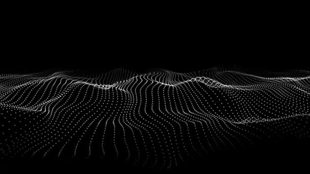 Onde Dynamique Sur Fond Sombre Abstrait Image Futuriste Points Rendu — Video