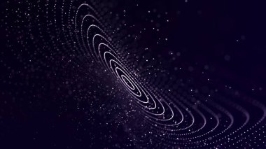 Noktalar ve çizgilerle sarmalanmış bir teknoloji dalgası. Büyük verilerin internet kaşifi. Üç Boyut.