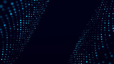 Parlayan parçacıkların hareketleriyle dijital arkaplan. Büyük verilerin karmaşık teknolojileri. Üç Boyut .