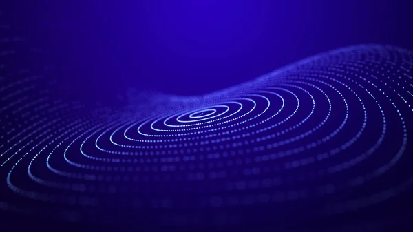 Noktalar ve çizgilerle sarmalanmış bir teknoloji dalgası. Büyük verilerin internet kaşifi. Üç Boyut.