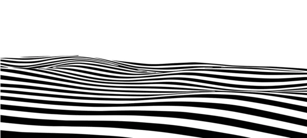 Onde Abstraite Noire Blanche Avec Effet Distorsion Illusion Optique Illustration — Image vectorielle