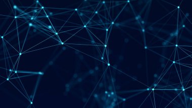 Soyut mavi fütüristik arka plan. Teknolojik veri akışı dalgası. Üç Boyut .