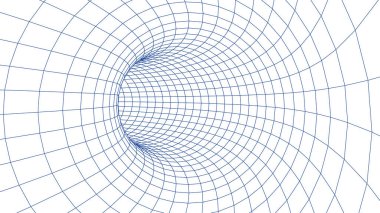 Tünel ya da solucan deliği. Gelecekçi perspektif ağ arkaplan dokusu. Vektör illüstrasyonu.