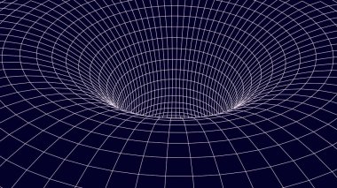 Tünel ya da solucan deliği. Gelecekçi perspektif ağ arkaplan dokusu. Vektör illüstrasyonu.