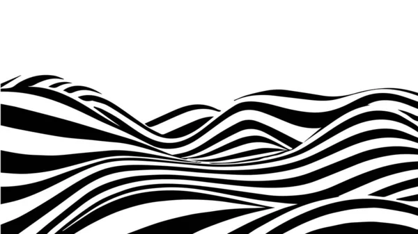 Чорно Біла Абстрактна Хвиля Ефектом Спотворення Оптична Ілюзія Векторна Ілюстрація — стоковий вектор