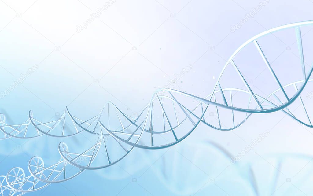 Biology DNA structure 3D rendering for background design.