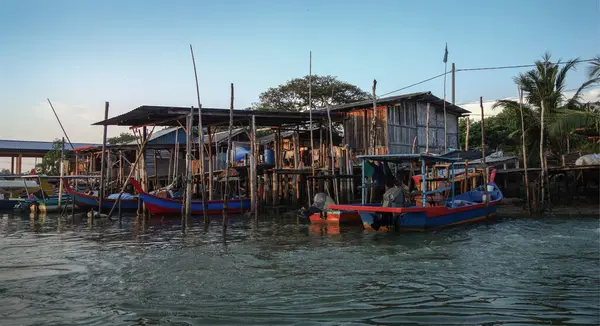 Aldeias Pesca Belo Nascer Sol Barco Pesca Frota Pesca — Fotografia de Stock