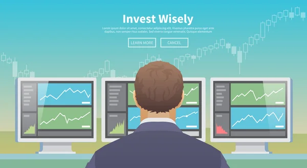 Investir sabiamente. Ilustração vetorial . — Vetor de Stock