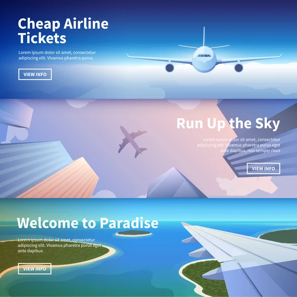 Banner web sul tema del viaggio in aereo — Vettoriale Stock