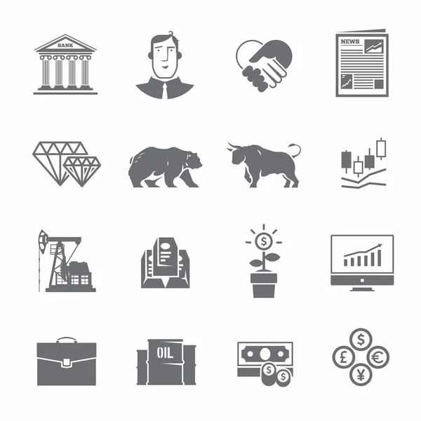 Stock exchange trading set of icons — Stock Vector
