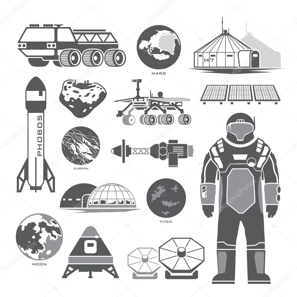Black vector elements on the theme of astronomy