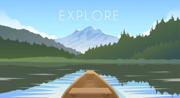 Un velero. Paisaje de montaña . — Vector de stock