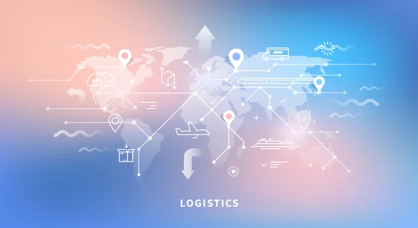 Banner web dari logistik - Stok Vektor