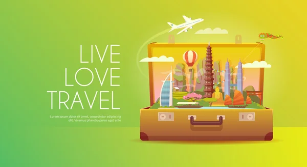 Travel to Asia. Travel banner. — Stock Vector