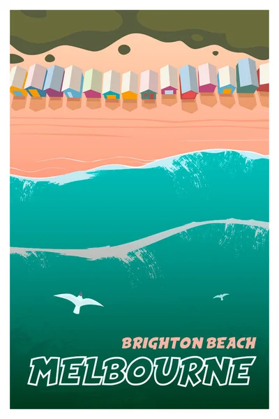 Melbourne. Vector reizen poster Brighton strand — Stockvector