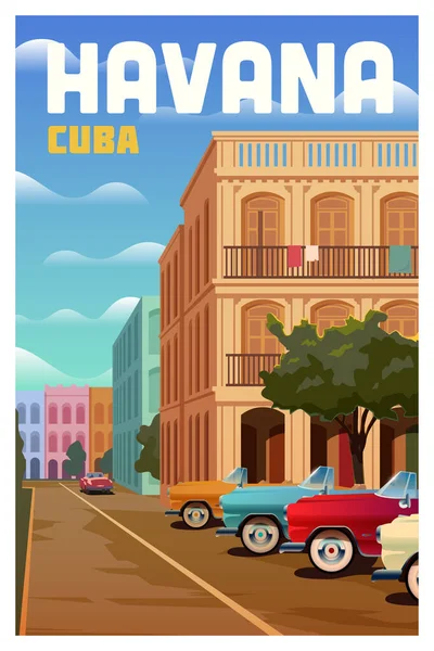 キューバのハバナ。ベクトル旅行ポスター. ベクターグラフィックス