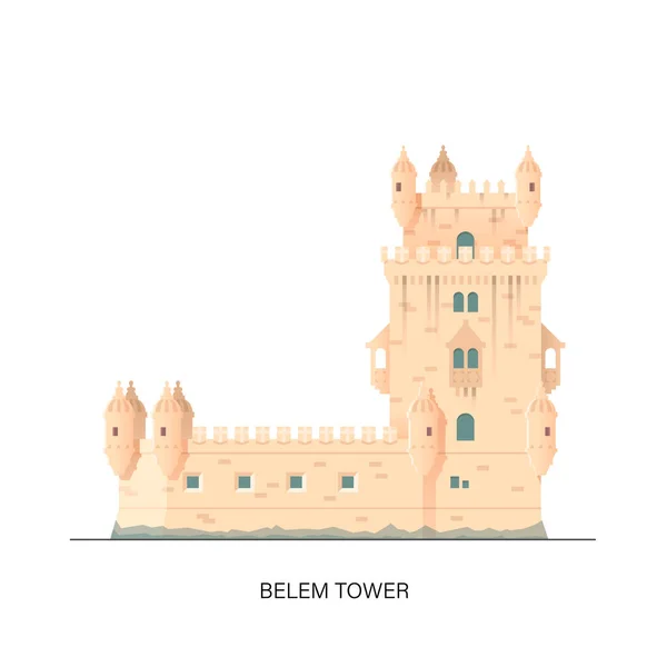Torre Belem. Tiempo para viajar. Calidad vector ilustración. Vector de stock