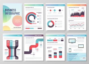 Infographic vektör iş broşürler kümesi