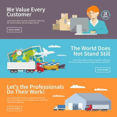 Renkli düz vektör lojistik afiş