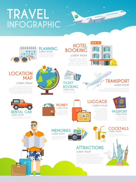 Colorida infografía vectorial de viaje — Archivo Imágenes Vectoriales