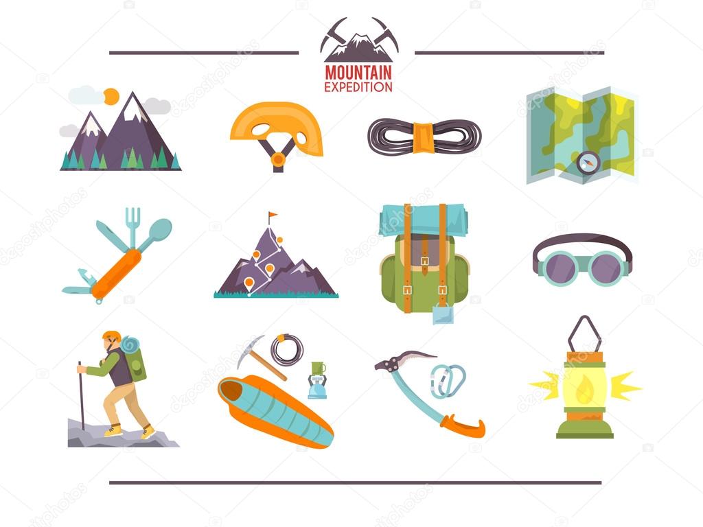 Colorful flat vector icons set .