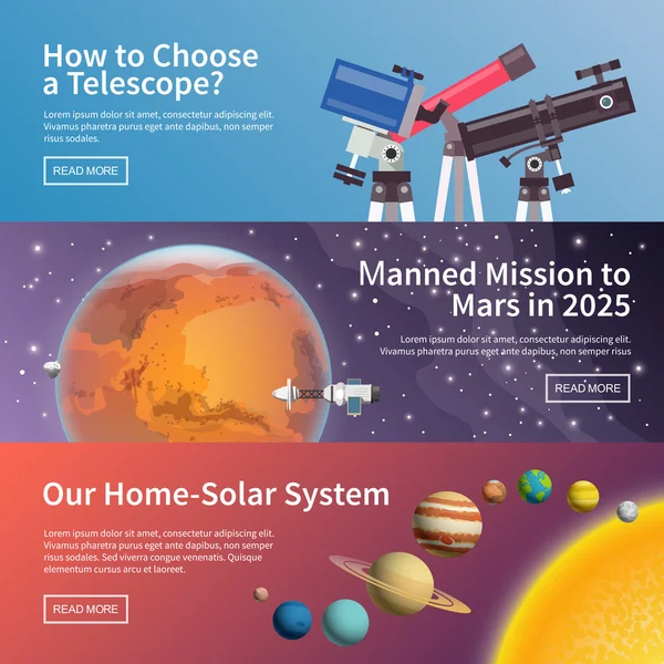 Coloridas banderas de astronomía — Vector de stock