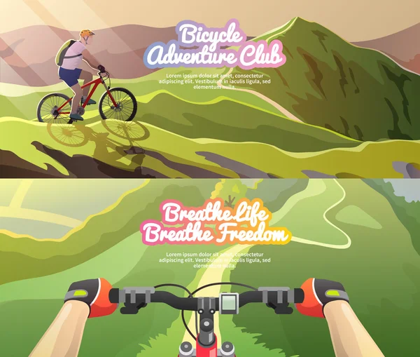 Banners sobre o tema de mountain bike — Vetor de Stock