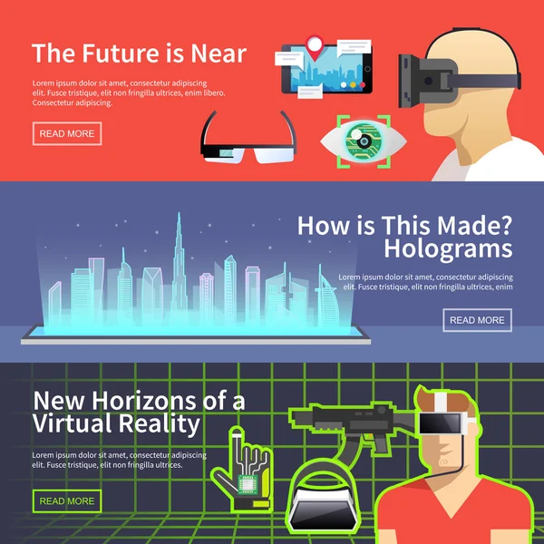 Banderas de realidad virtual — Archivo Imágenes Vectoriales