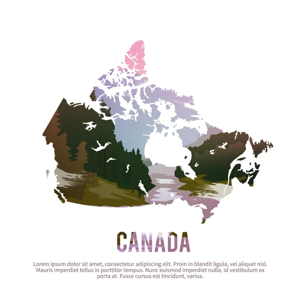 Carte du Canada avec texture naturelle — Image vectorielle