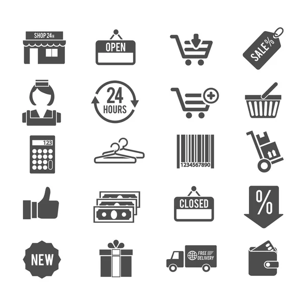 Set van eenvoudige winkelen pictogrammen — Stockvector