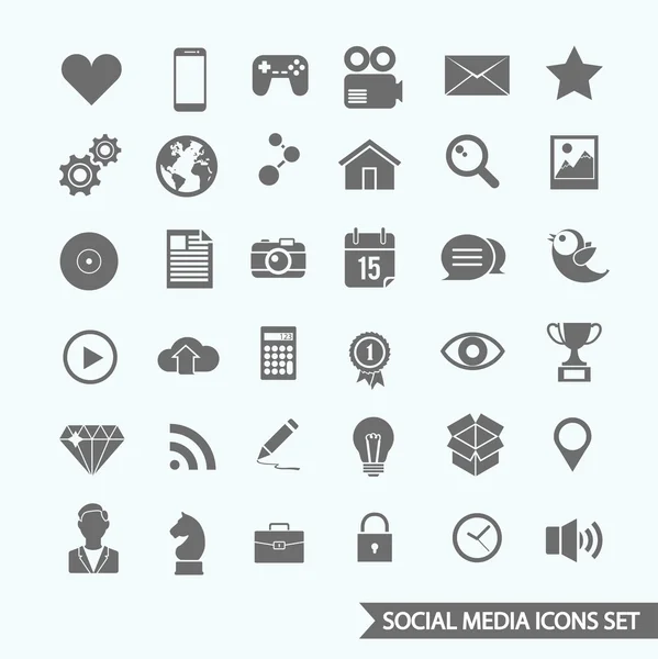 Set di semplici icone dei social media — Vettoriale Stock