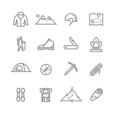 Climbing vector line icons
