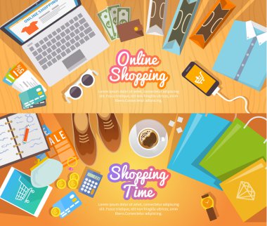 Shopping flat vector banners