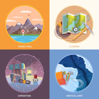 Square flat vector climbing illustrations