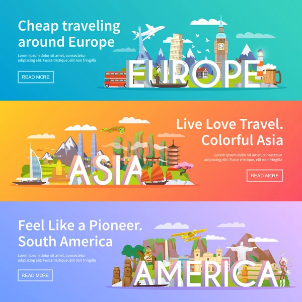 Travel vector banners set — 스톡 벡터