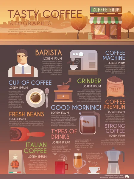 Vector infographic brochure. Drinks. Coffee. — Stok Vektör