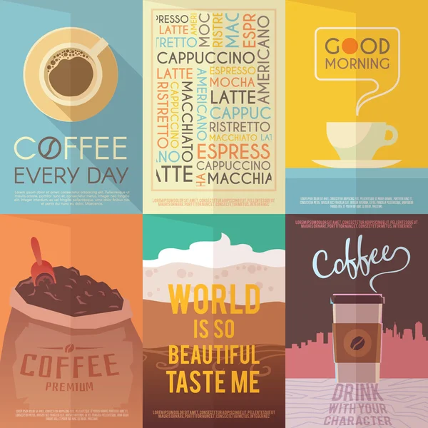 Vintage vector posters. Coffee. Drinks. — 스톡 벡터