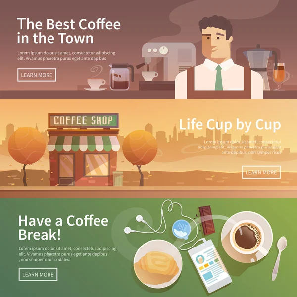 Vector flat banners. Drinks. Coffee. — 스톡 벡터