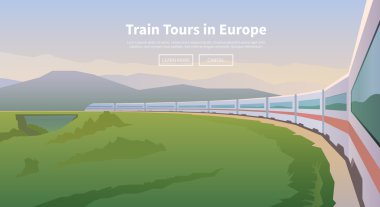 Travel by train. Web banner.