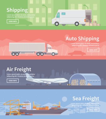 Flat vector web banner. Logistics. part 1