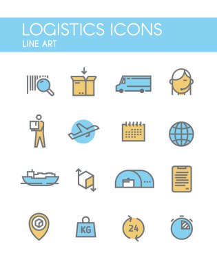 Line vector logistics icons.
