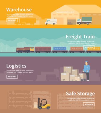 Flat vector web banner. Logistics. part 2