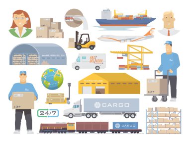 Logistics vector flat icons