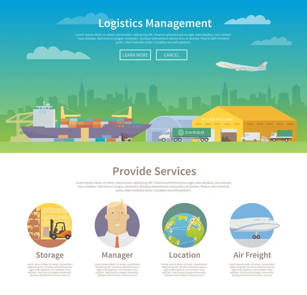 One page web design template. Logistics. — Διανυσματικό Αρχείο