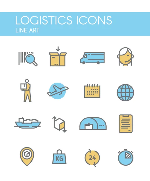 Line vector logistics icons. — Διανυσματικό Αρχείο